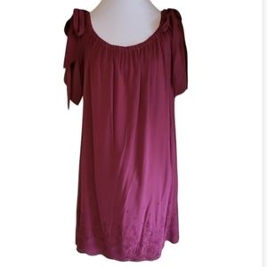 LOFT‎ PINK TIE LACE BOTTOM BEAUTIFUL DRESS OFF SHOULDER OPTION SMALL